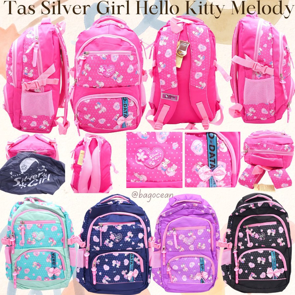 RANSEL LAPTOP SILVER GIRL ALTO ORIGINAL / TAS SEKOLAH CEWEK SD SMP SMA KULIAH / TAS LAPTOP PEREMPUAN GRATIS JAS HUJAN / TAS PUNGGUNG WANITA BARU / TAS DUKUNG ANAK MURAH KUAT SILVERGIRL / BAGPACK COLORFULL WARNA WARNI HELLO KITTY CATUR / BACKPACK CEWEK