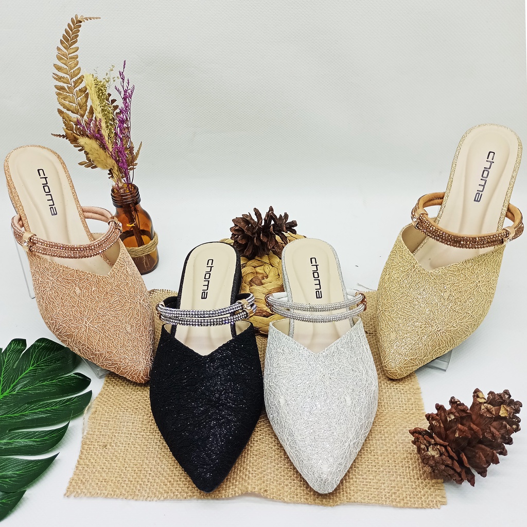 CHOMA - Sandal Wanita Teplek/Sandal Flat/sendal slop tali/sendal flat payet/sendal wadinta/sendal weeding