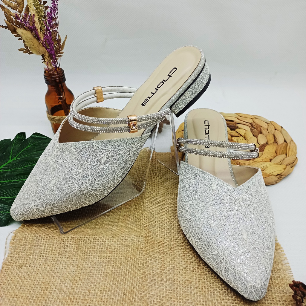 CHOMA - Sandal Wanita Teplek/Sandal Flat/sendal slop tali/sendal flat payet/sendal wadinta/sendal weeding