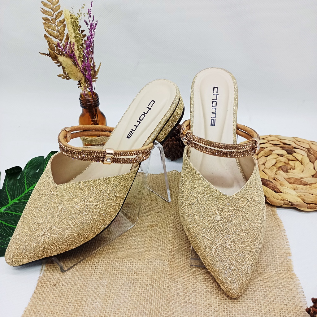 CHOMA - Sandal Wanita Teplek/Sandal Flat/sendal slop tali/sendal flat payet/sendal wadinta/sendal weeding