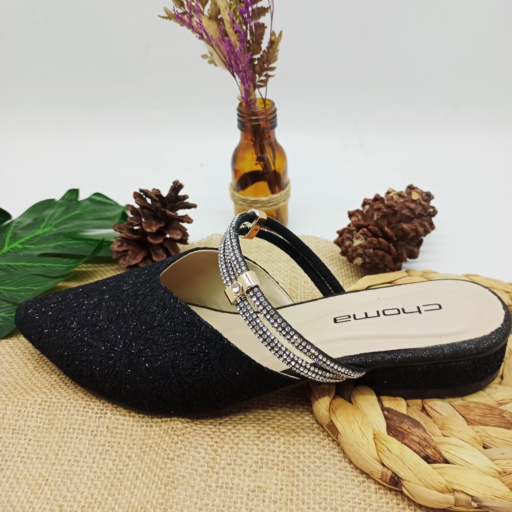 CHOMA - Sandal Wanita Teplek/Sandal Flat/sendal slop tali/sendal flat payet/sendal wadinta/sendal weeding