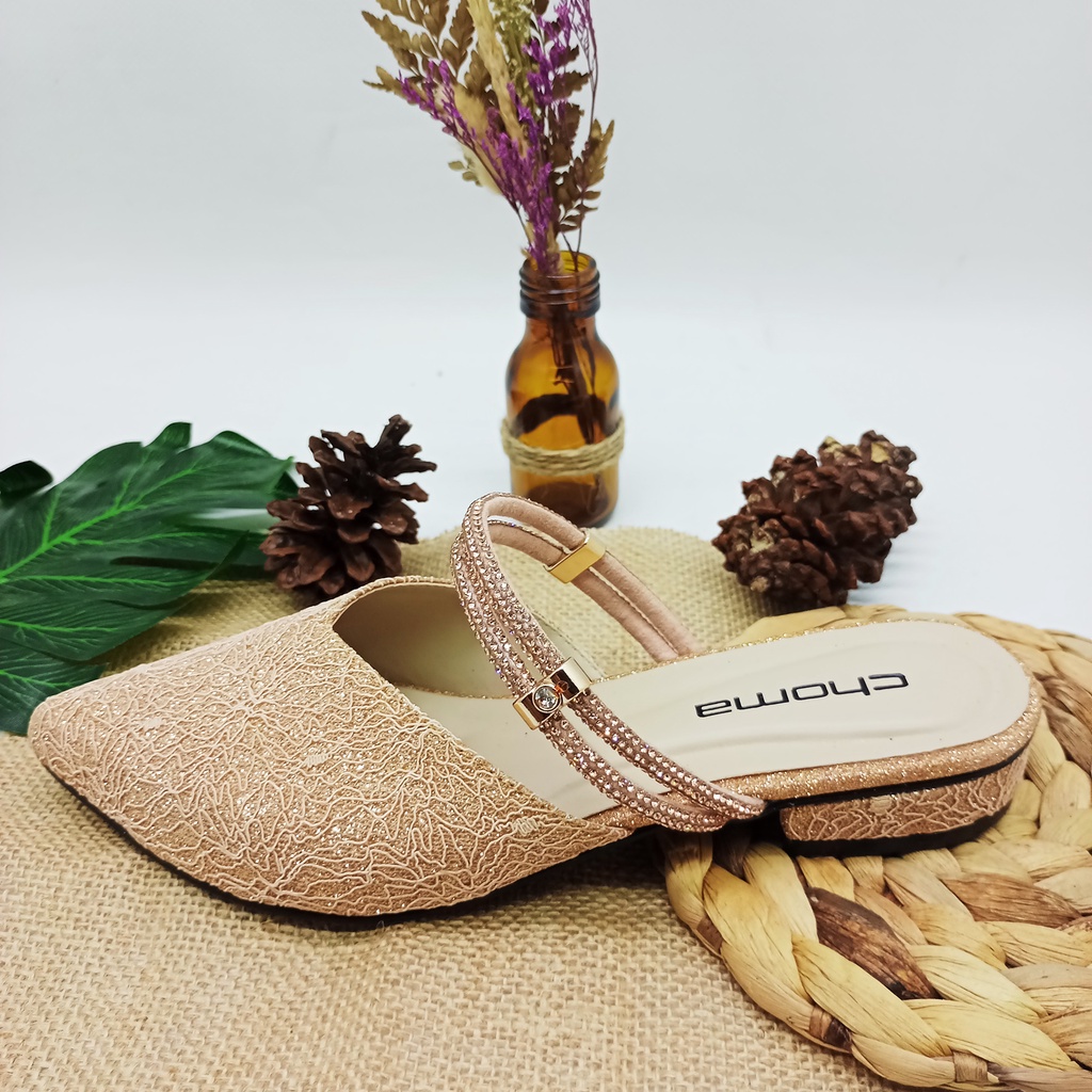 CHOMA - Sandal Wanita Teplek/Sandal Flat/sendal slop tali/sendal flat payet/sendal wadinta/sendal weeding