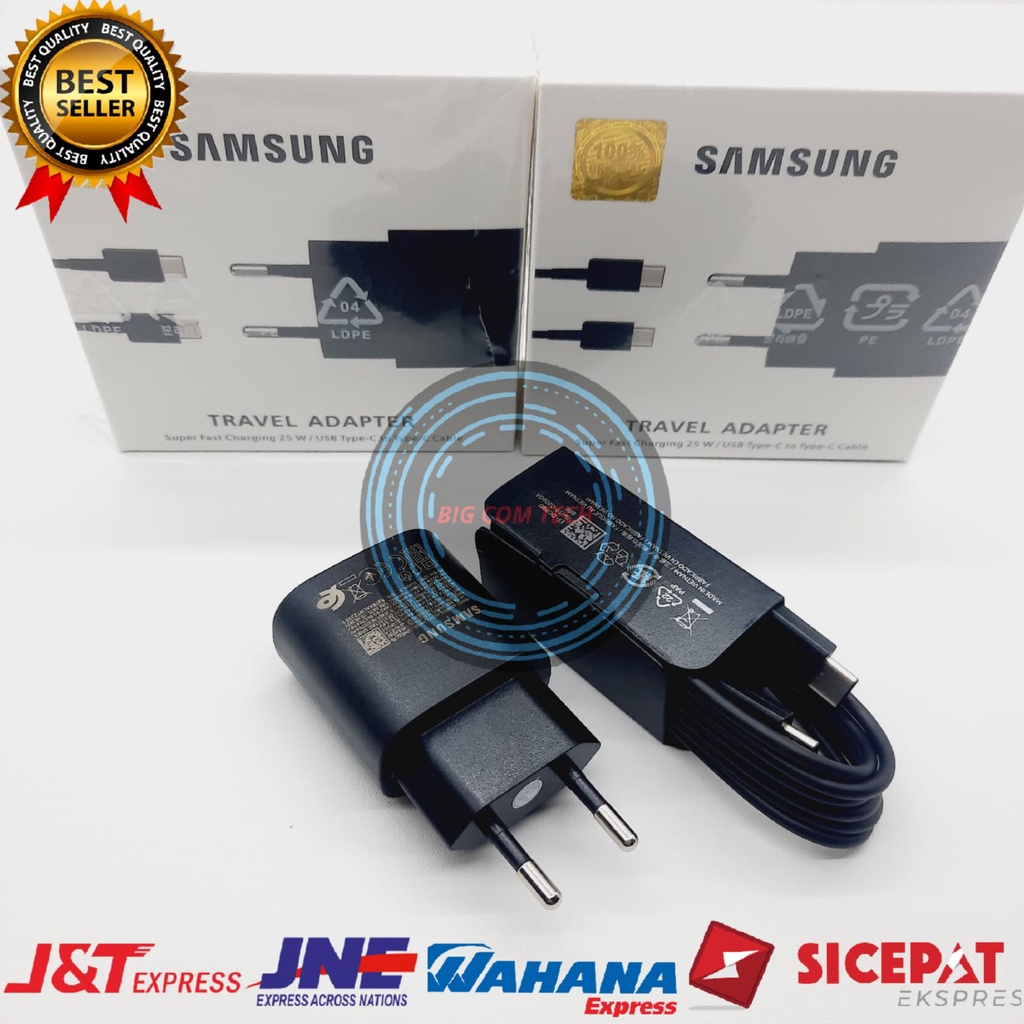 Charger Samsung Galaxy S21 / S21 FE / S21+ / S21 Ultra / S20 / S20 FE / S20+ / S20 Ultra / A33 5G / A34 5G / A53 5G / A54 5G / A73 5G / M52 5G Usb Type-C Super Fast Charging 25 Watt Original