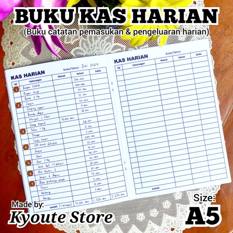 

Buku Kas Harian Catatan Pemasukan Pengeluaran A5 Kyoute Daily Financial Income Expenses Tracker Book Simple