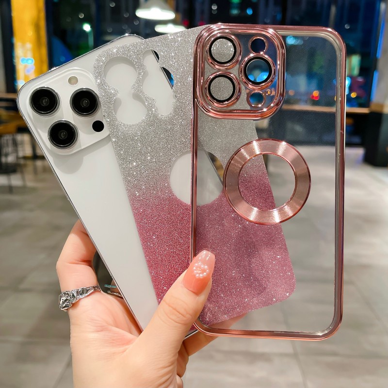 IPHONE Casing Ponsel Transparan Electroplated Glitter Untuk Iphone14 13 12 11 Pro Max Dengan cover Pelindung Lensa Kamera