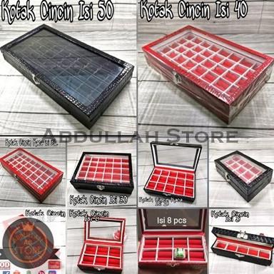 TERBAIK TERMURAH KOTAK TEMPAT BATU KACA ISI 50 CINCIN AKIK DAN PERMATA ORIGINAL