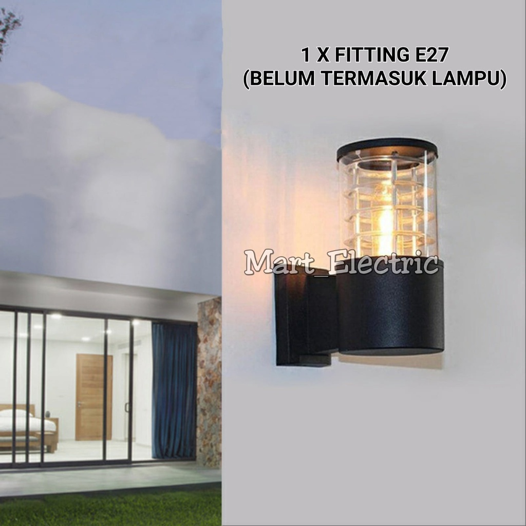 LAMPU DINDING TAMAN OUTDOOR 1 X FITTING E27 BULAT KISI KISI BENING