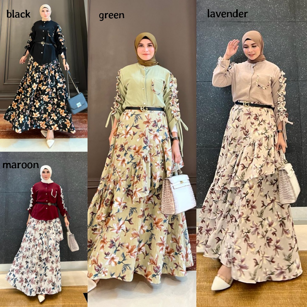 DANIA 2 by HMF (Setelan rok blus, Setelan kasual rok dan blus, Setelan kasual rok, Setelan blus, Blu