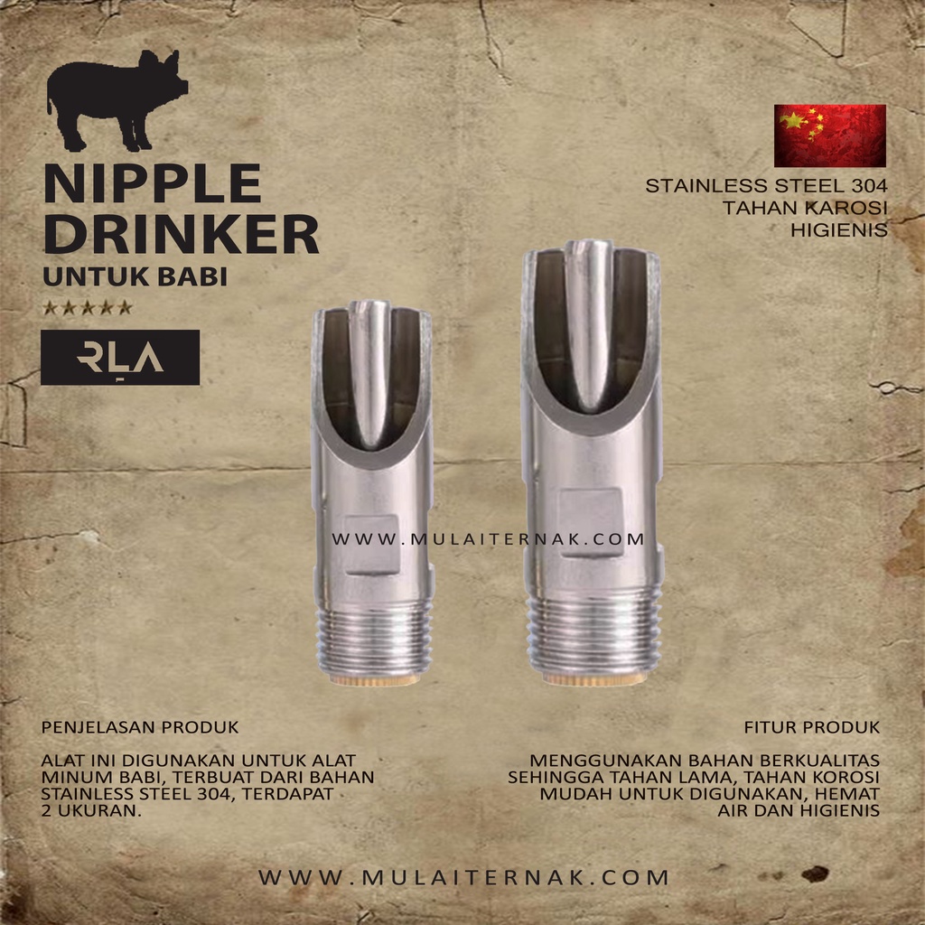 Alat Minum Otomatis Babi - Dringking Nipple Pig - Piglet - Anjing - Inseminasi Buatan - Keluh - Alat