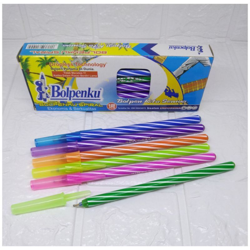 

Pulpen Bolpenku spiral isi 12 bollpoint desain lilin