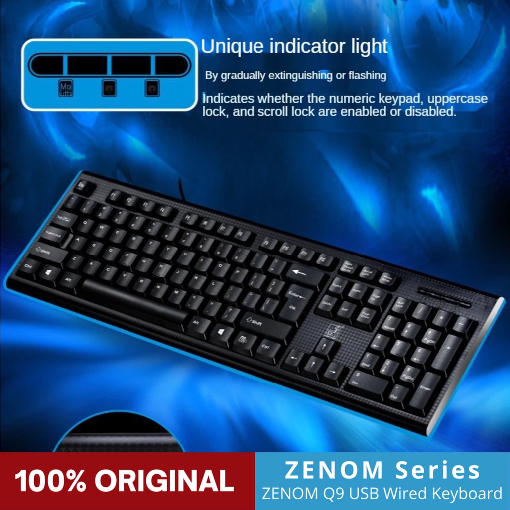 Keyboard USB ZENOM Q9 Komputer Laptop Kabel Garansi Resmi 1 Tahun