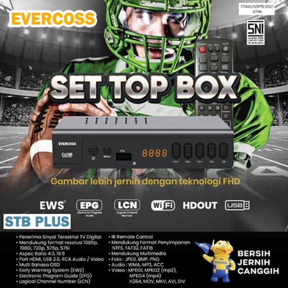 SET TOP BOX, STB EVERCOSS PLUS Versi Baru 2 USB Port [GARANSI RESMI 1TAHUN]