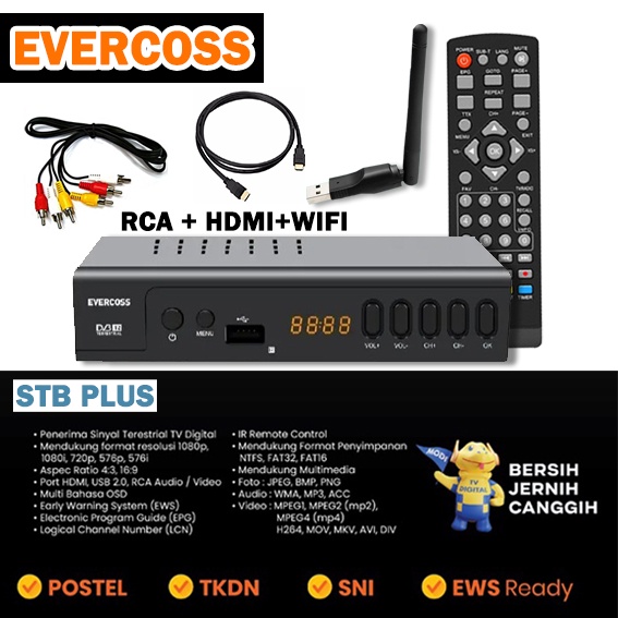 SET TOP BOX, STB EVERCOSS PLUS Versi Baru 2 USB Port [GARANSI RESMI 1TAHUN]