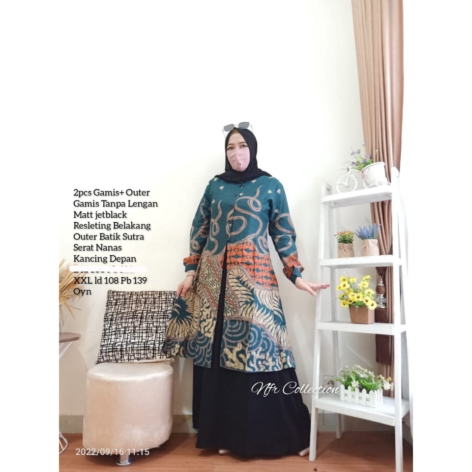 2 set inner+outer gamis batik lidya ld 94 ld 98 ld 106 ld 108  ld 96