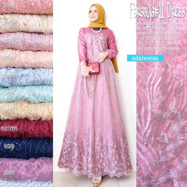 PROMO MURAH . Anggun Gamis pesta muslimah gaun pesta / gamis brukat / gamis kondangan model terbaru 