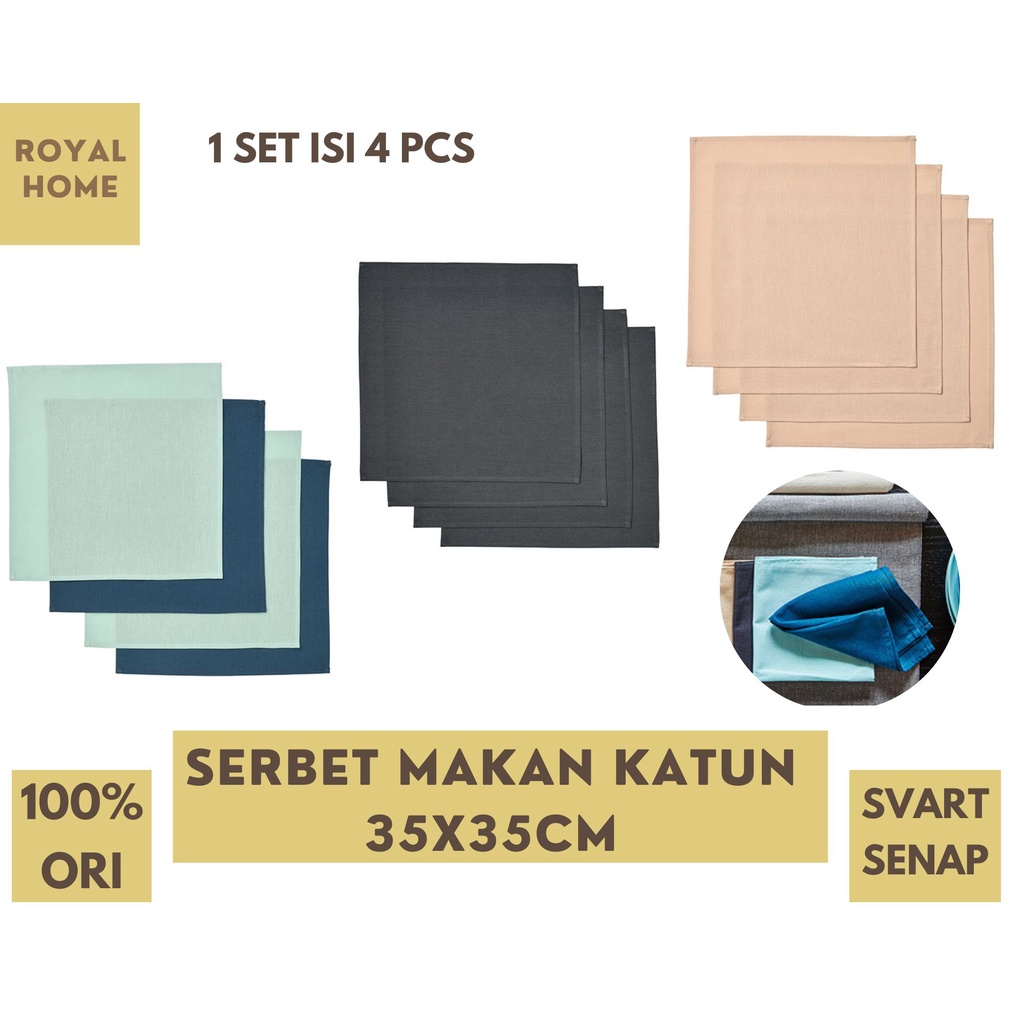 Serbet Makan Katun Serbet Hotel Resto Kafe SVARTSENAP Table Napkin 35x35cm