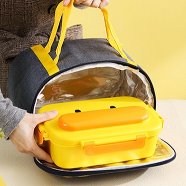 BIANCA - READY Lunch Box Anak Sekolah Stainless 316 DUCK SERIES / Kotak Makan Bekal Anak Sekolah Stainless 316 + TAS BEKAL