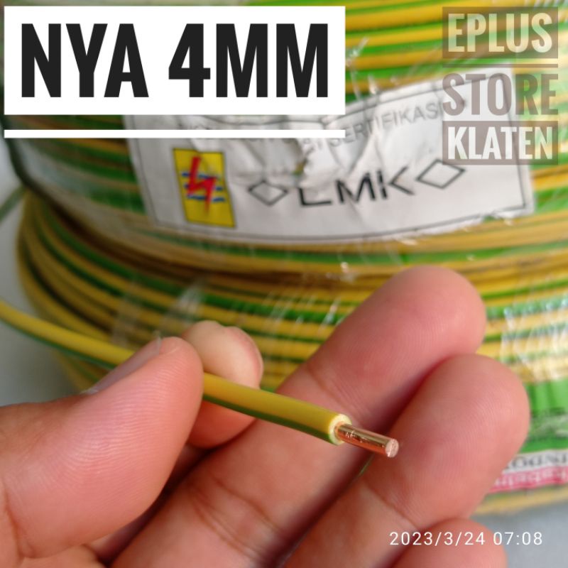 Kabel NYA 4MM SNI arde gorunding LMK 1x4MM kuning hijau meteran K125