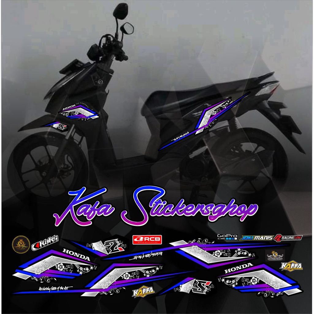 STRIPING BEAT BARU DELUXE VARIASI STICKER BEAT NEW STRIPING LIST UNGU