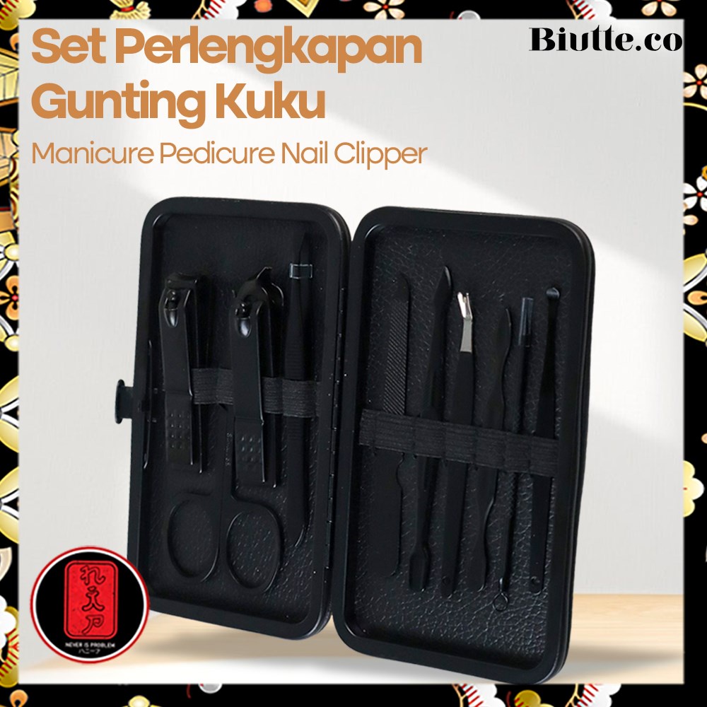 Biutte.co Set Perlengkapan Gunting Kuku Manicure Pedicure Nail Clipper 10 PCS - S0M020 - Black