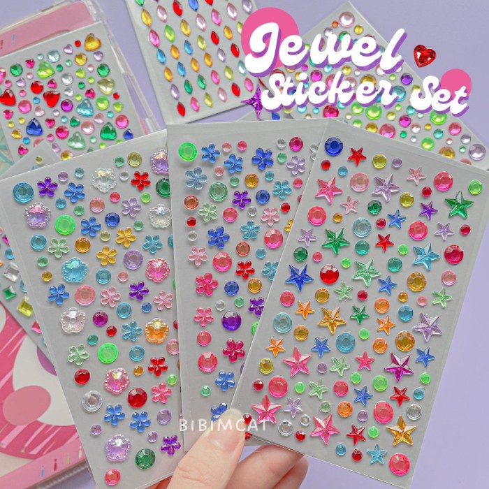 

Terlaris (1 Set) Sticker Deco Timbul 3D Jewel Isi 8 Lembar / Crystal Stiker Hp