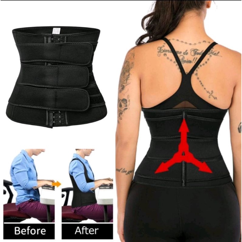 Korset Pengecil Perut Hook Waist Trainer Triple Belt Pasca Melahirkan