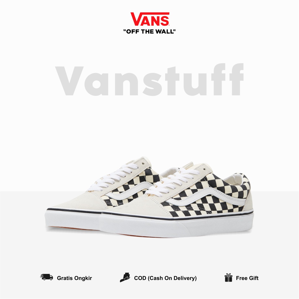 Old skool Primary Checkerboard White Black Cowo Original 100% BNIBWT Old Skhool Catur Ori Guarated