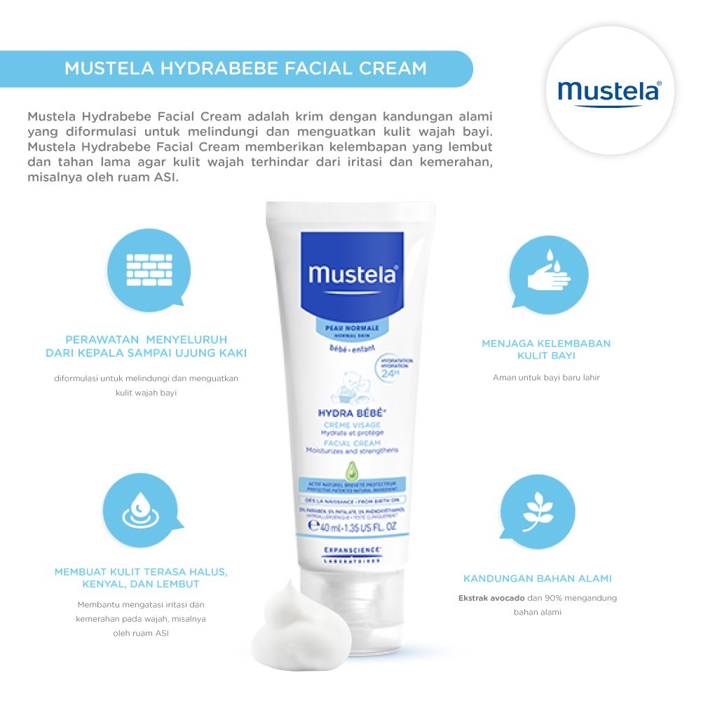 MUSTELA Hydra Bebe Facial Cream - Krim Wajah Bayi