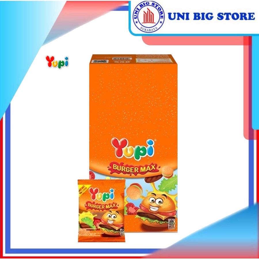 

Yupi Permen Jelly Candy Gummy BURGER MAX Xtra Besar 12 pcs BOX