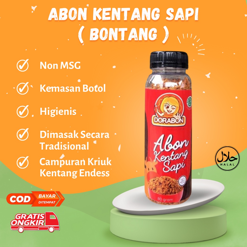 

ABON KENTANG SAPI ASLI DORABON PREMIUM TANPA BAHAN PENGAWET NON MSG HALAL ORIGINAL TERMURAH DIMASAK SECARA TRADISIONAL