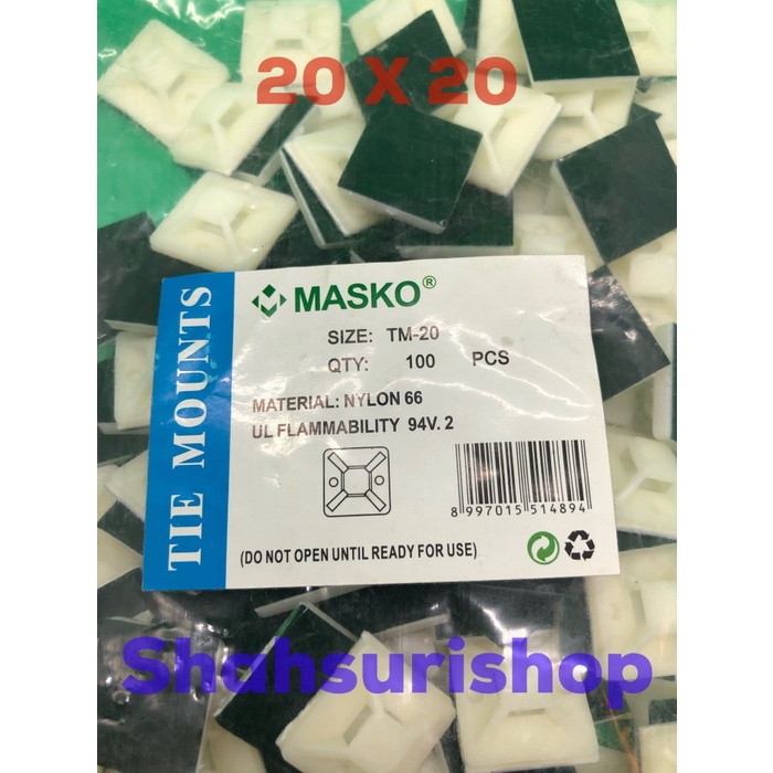

Terlaris Cord Tie Mount 25X25 Mm Merk Masko Premium Quality Perekat Kabel Ties