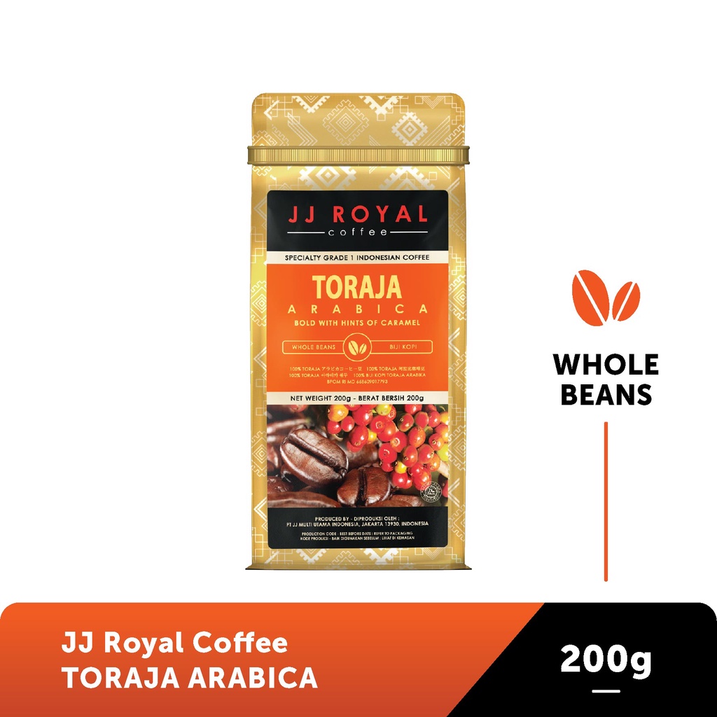 JJ Royal Kopi Toraja Arabica Whole Bean Bag 200g – Kopi Biji