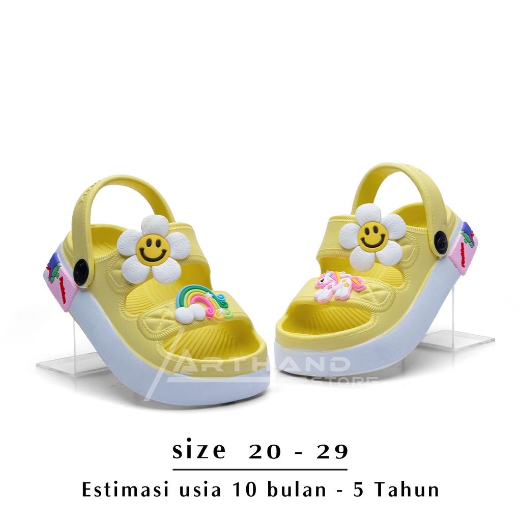 Arthand Dulux - sandal anak perempuan banduan tali belakang model terbaru Lucu bunga matahari 1- 5 tahun