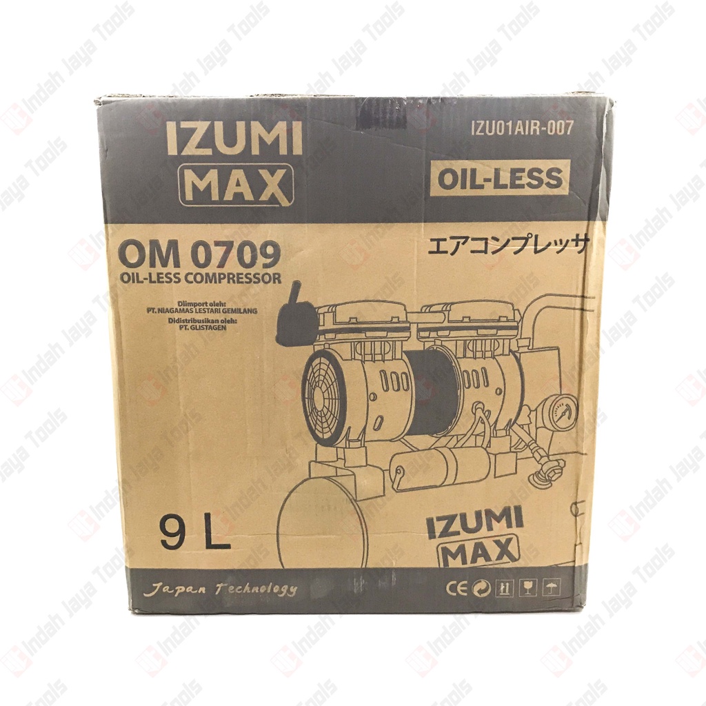 IZUMI 9 L Kompresor Angin SILENT 0.75 HP 9 Liter Oilless Oiles Oiless Air Compressor