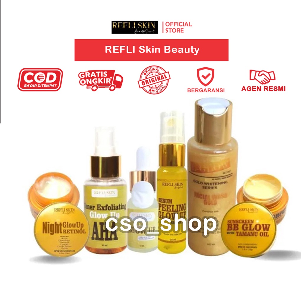 REFLI Skin Beauty - Paket Glow Up by REFLISKIN x LGLOW – Sabun Wajah/Serum/Cream/Tamanu Oil/Sunscree