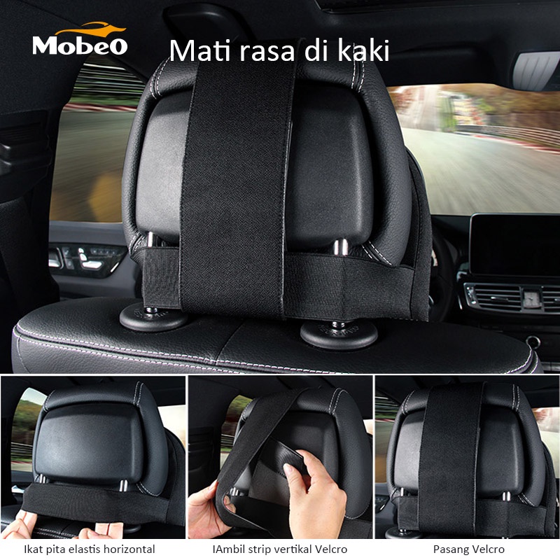 Mobeo Bantal Mobil Sandaran Leher / Punggung Memory Foam + Katun Linen Car Neck / Back Pillow