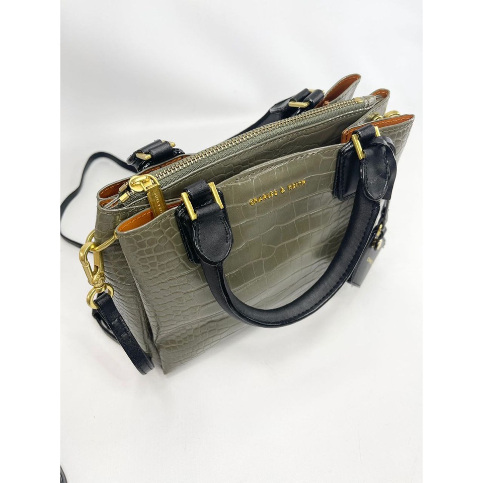 B0028 BAG STRUCTURED CROCO HANDLE DOUBLESIDE/ Tas