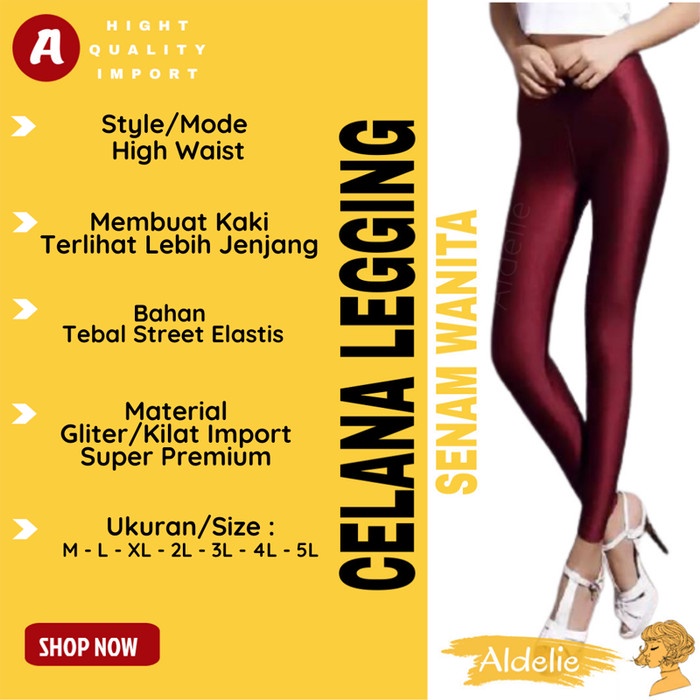 Celana Lejing Kilat Premium Import Tebal Panjang Elastis Senam Wanita