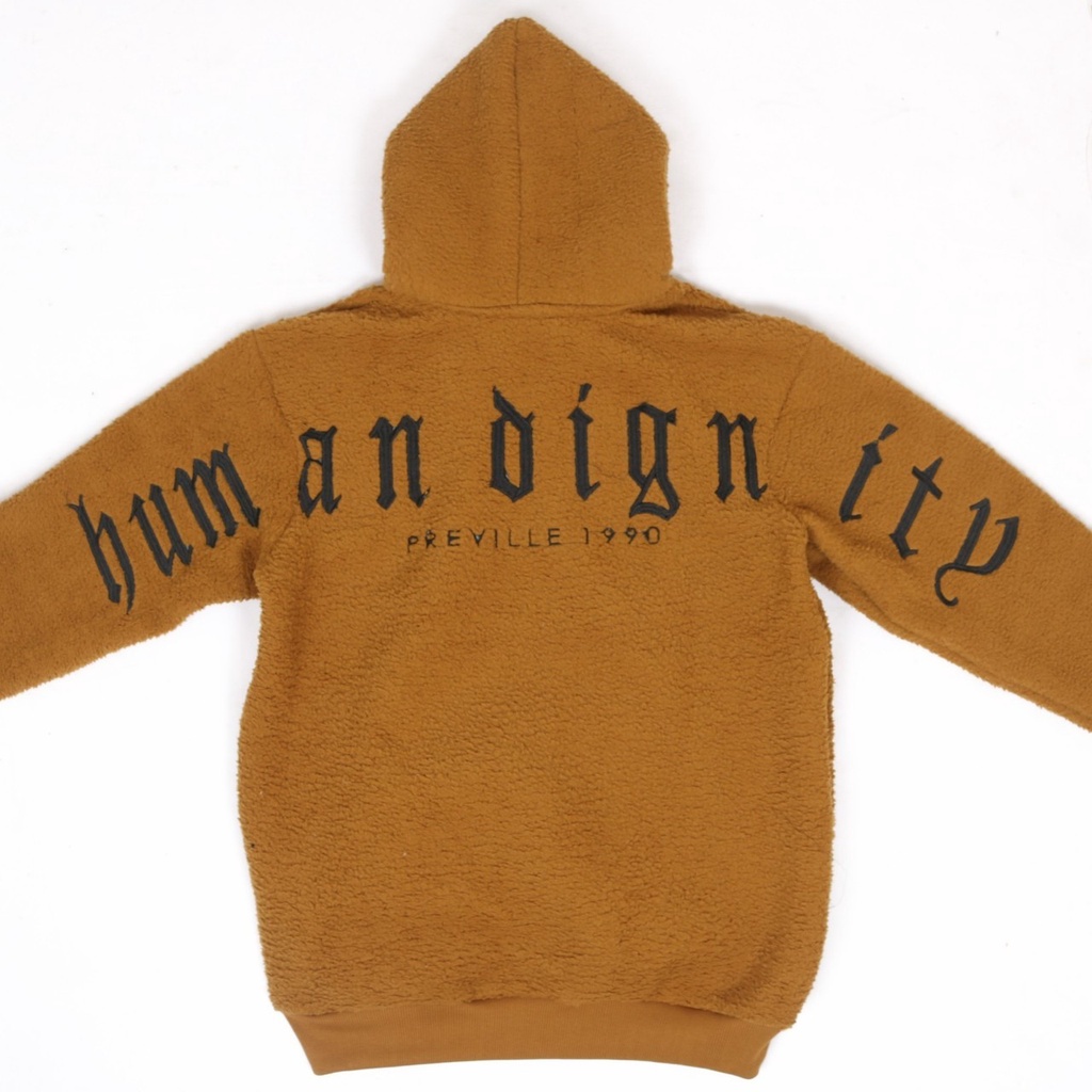 Jaket Sweater Hoodie Sherva Human Dignity Mustard Premium Distro