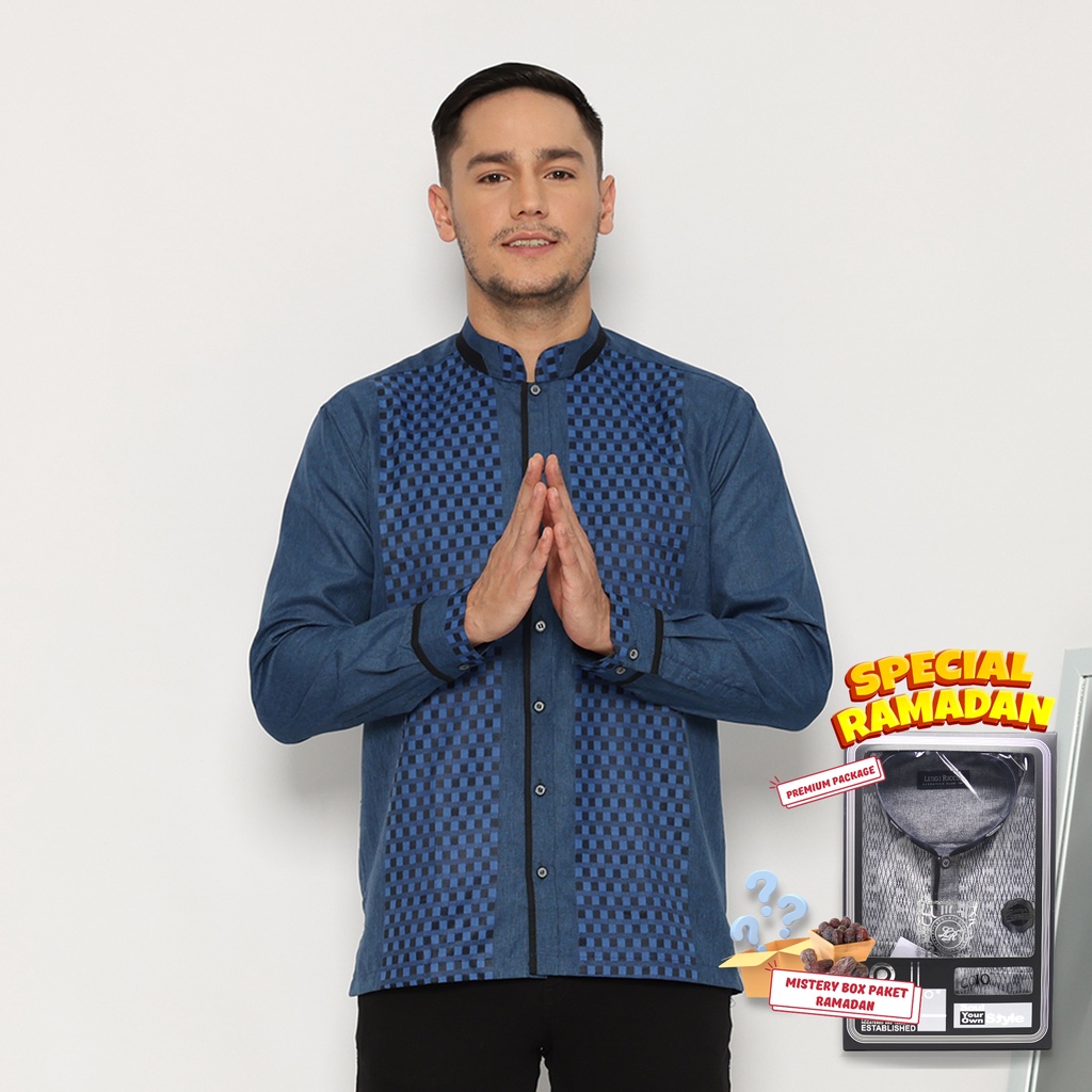 LUIGI RICCIO Kemeja Koko Pria Premium Seri 2 Warna Fashion Muslim Formal Casual Spesial Paket Ramada