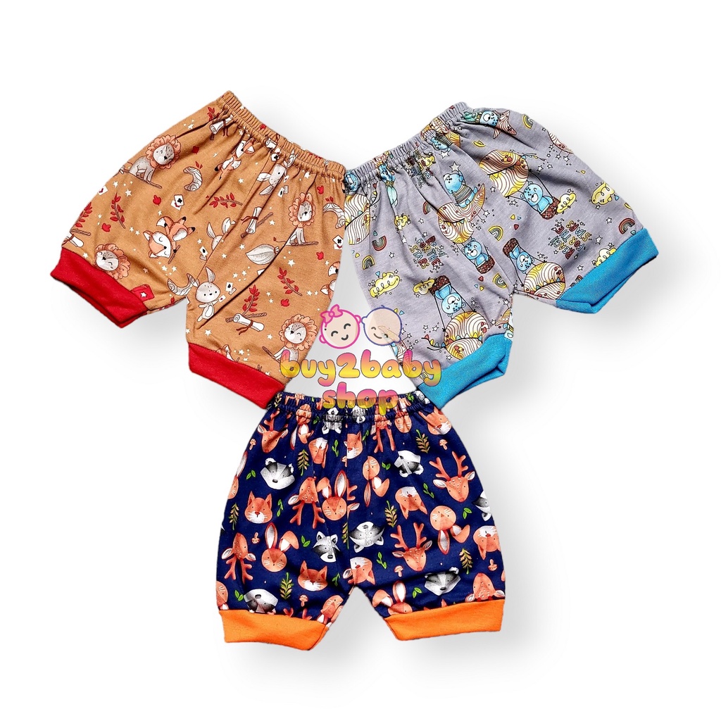 Celana pendek bayi Cico Miko Happy Jungle Series 0-6 Bulan 3 PCS