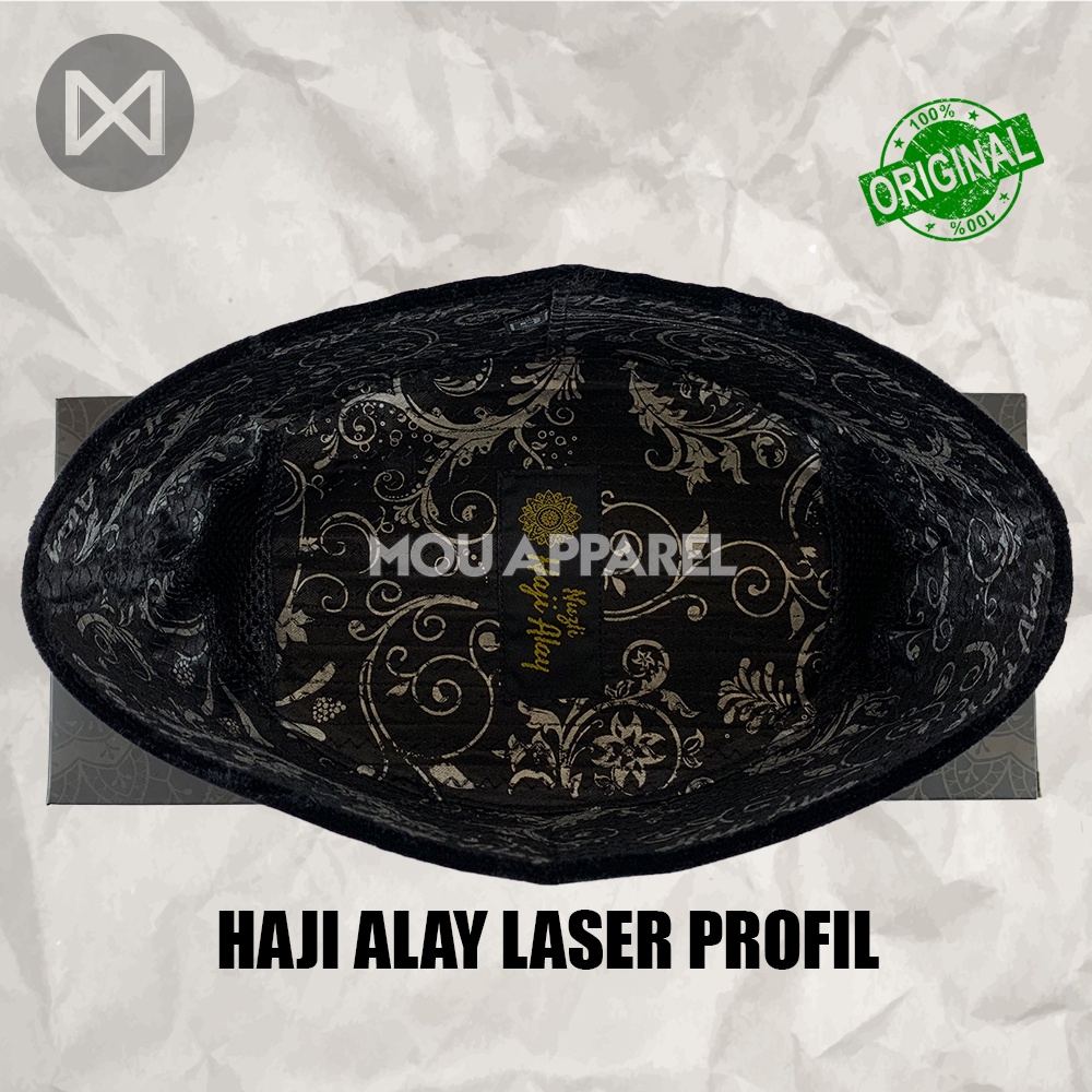 Songkok Premium HAJI ALAY LASER AC Tinggi 9 Peci Sholat Pria Dewasa Hitam Full Motif Batik NU Kopiah Shalat Anak Santri Laki Kopyah Solat Pesantren Nasional Beludru Ukuran Jumbo Kopeah Bordir Bulat Batok Bludru Putih Pendek Karakter 8 Nama Susun Original