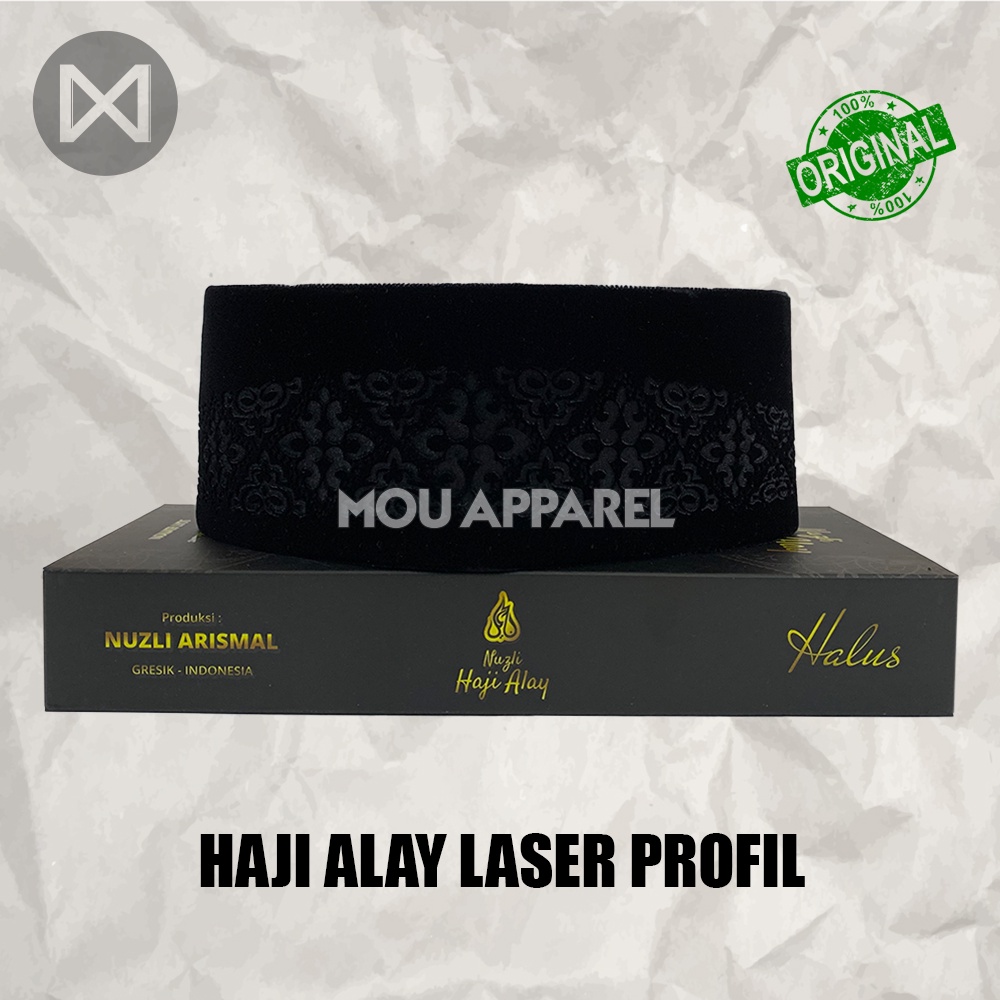 Songkok Premium HAJI ALAY LASER AC Tinggi 9 Peci Sholat Pria Dewasa Hitam Full Motif Batik NU Kopiah Shalat Anak Santri Laki Kopyah Solat Pesantren Nasional Beludru Ukuran Jumbo Kopeah Bordir Bulat Batok Bludru Putih Pendek Karakter 8 Nama Susun Original