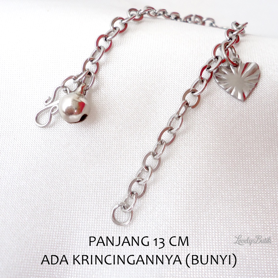 Gelang Tangan Bayi Anak Monel Krincing Baja Putih Stainless Steel Motif Daun Kecil - Lovelybutik