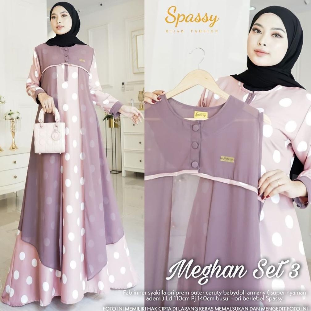 PROMO MURAH Meghan Set / 2 in 1 Gamis + Outher Terpisah Bisa Di Lepas Busui Friendly dan Wudhu Frien