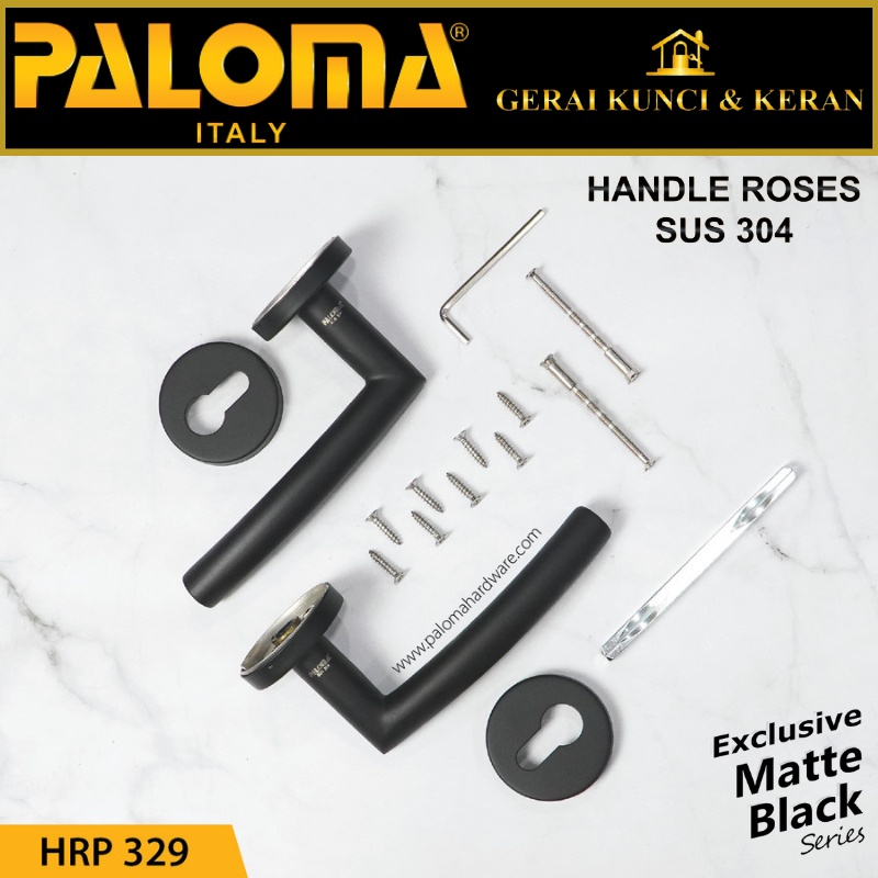 PALOMA HRP 329 HANDLE PINTU ROSES VANIA STAINLESS HITAM MATTE BLACK