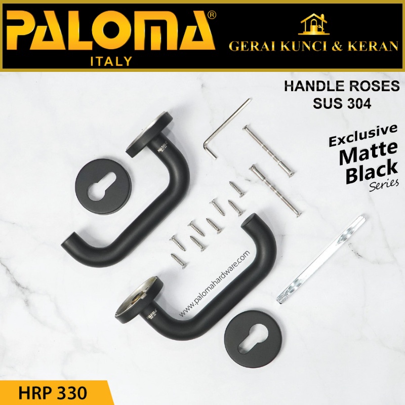 PALOMA HRP 330 HANDLE PINTU ROSES PABLO STAINLESS HITAM MATTE BLACK