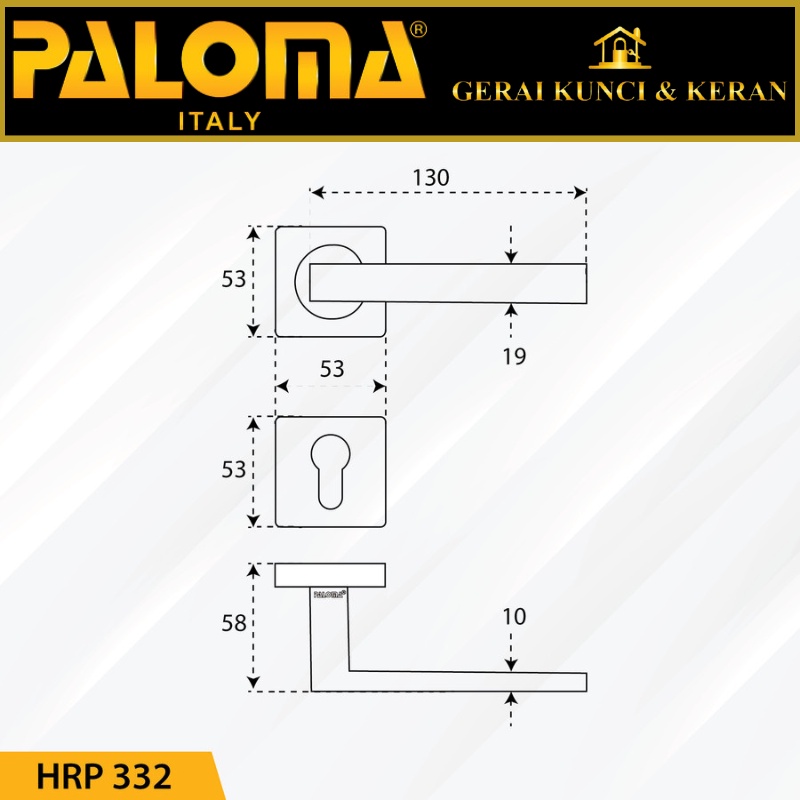 PALOMA HRP 332 HANDLE PINTU ROSES GERARDO STAINLESS HITAM MATTE BLACK