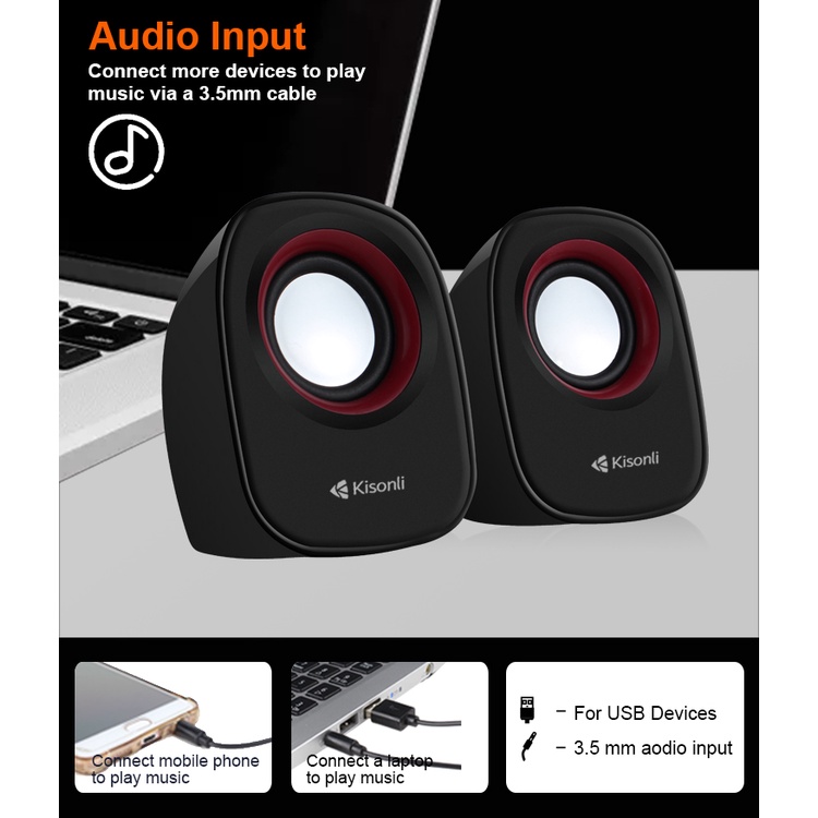 Speaker Mini Kisonli Multimedia V-360 Komputer / Laptop / HP With Switch Volume Control - XOBOX