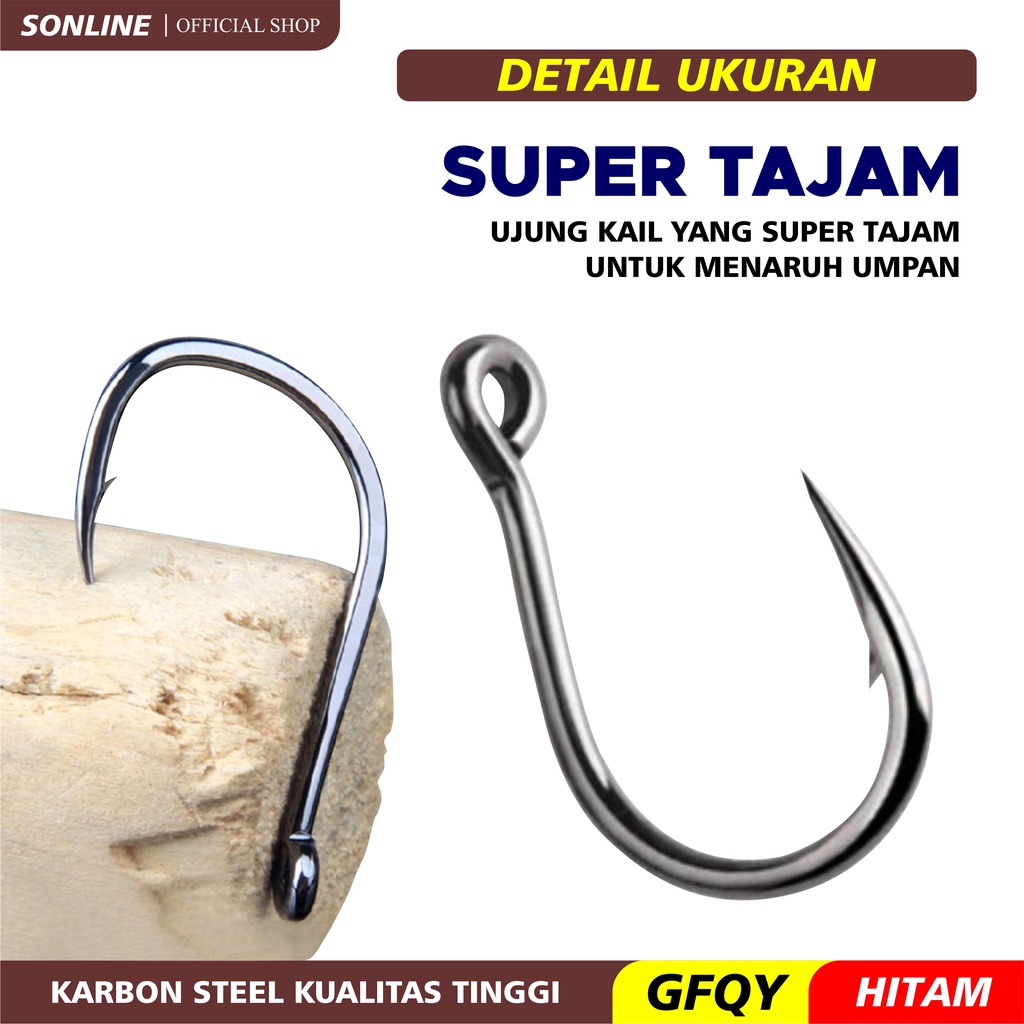 SONLINE -  Kail Pancing  Satuan GFQY isi 1pcs Kail Pancing serial no 01-12 High Carbon Steel Kail Pancing Box  Barbed Fishing Hook Fishing Tackle Kail Baru GFQY